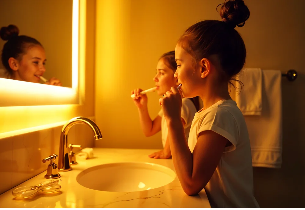 vanity with mirrors and lights