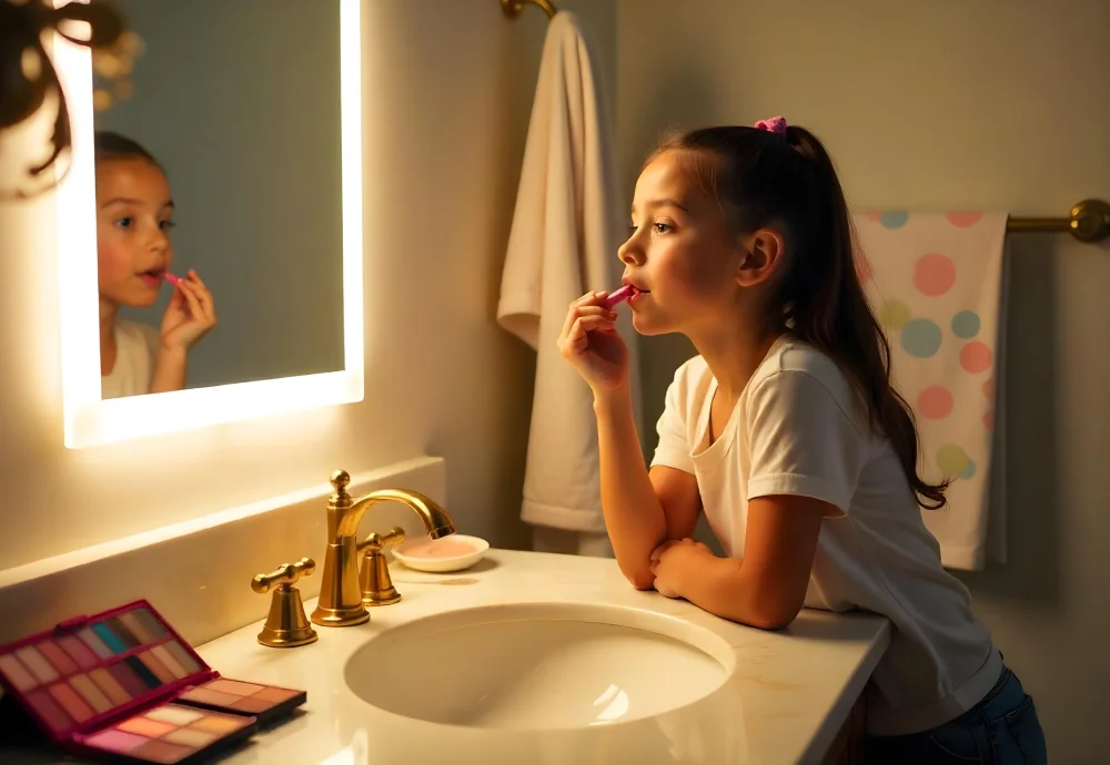 vanity with mirrors and lights